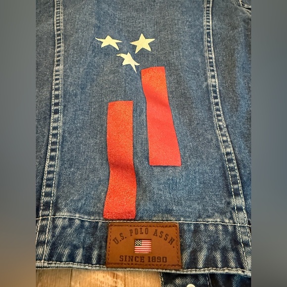 US Polo Assn Jean Jacket American Flag Deocr Women's L - Picture 7 of 9